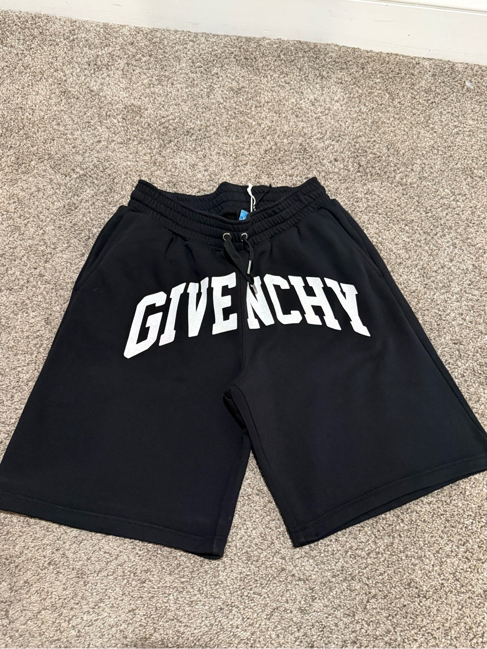 Givenchy Black Shorts with White Logo Drawstring
